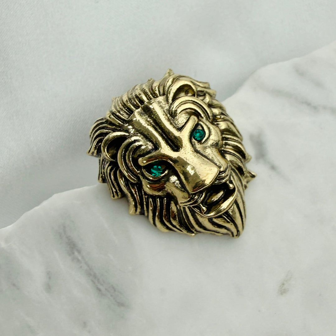 Gold Lion Brooch