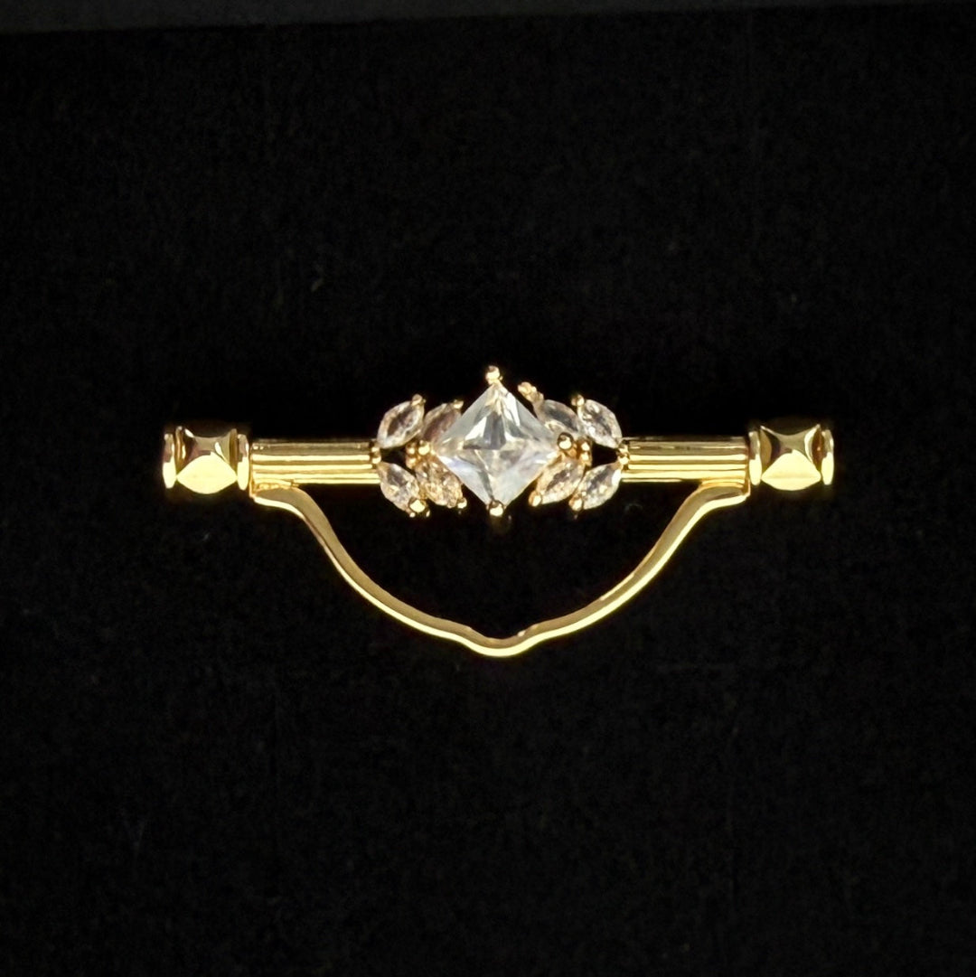 Gold Rhinestone Bar Brooch