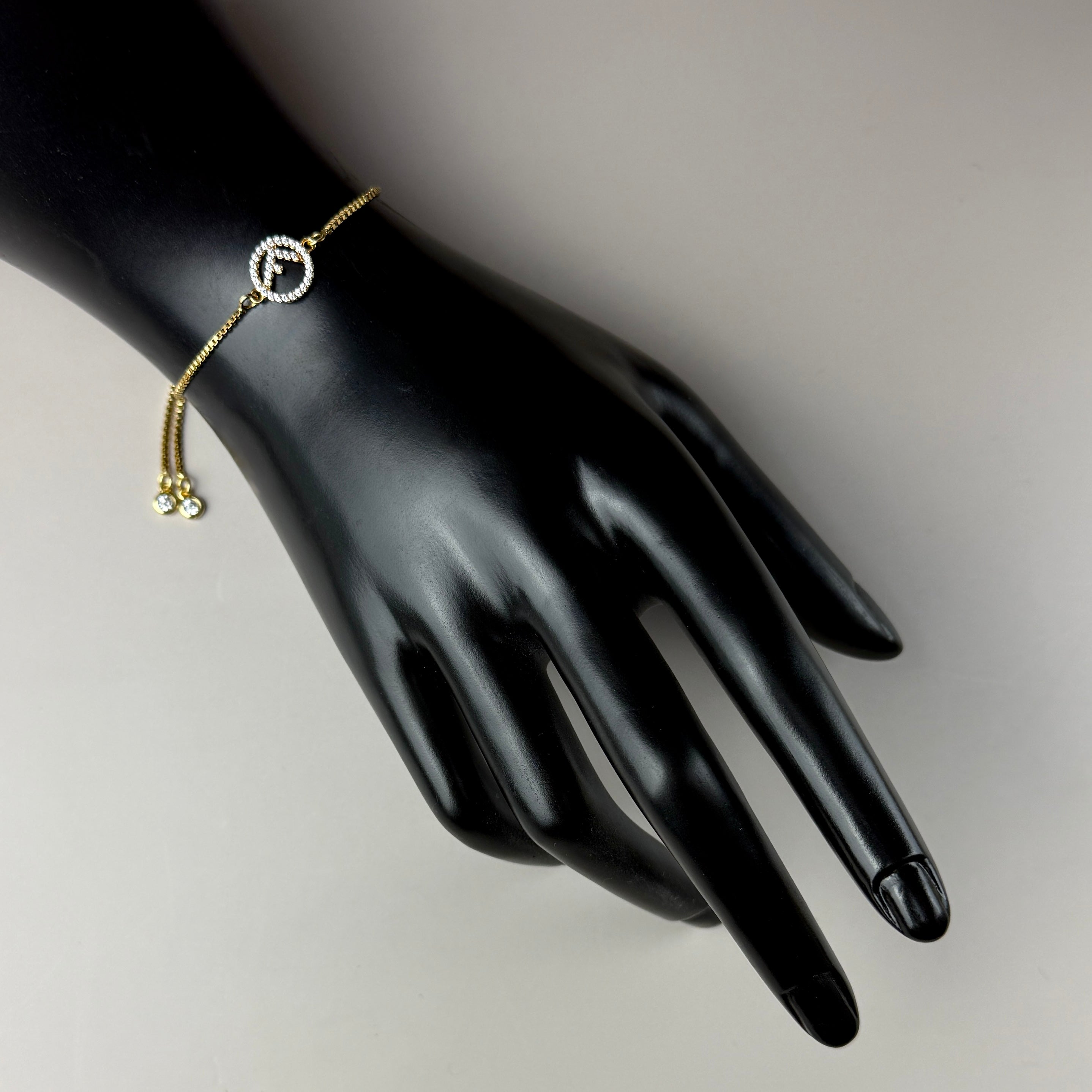 Gold Rhinestone Logo Bracelet