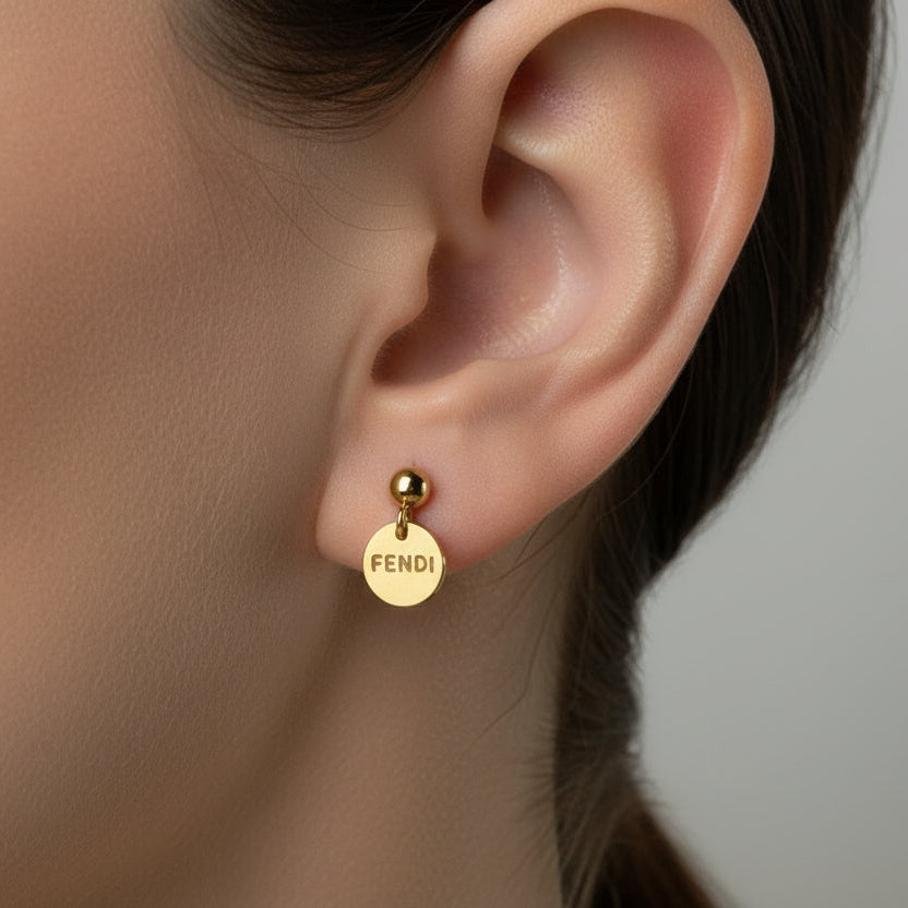 Mini Gold Logo Earrings