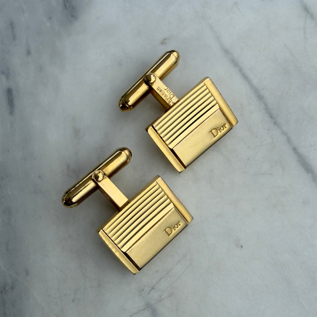Lined Gold Logo Cufflinks