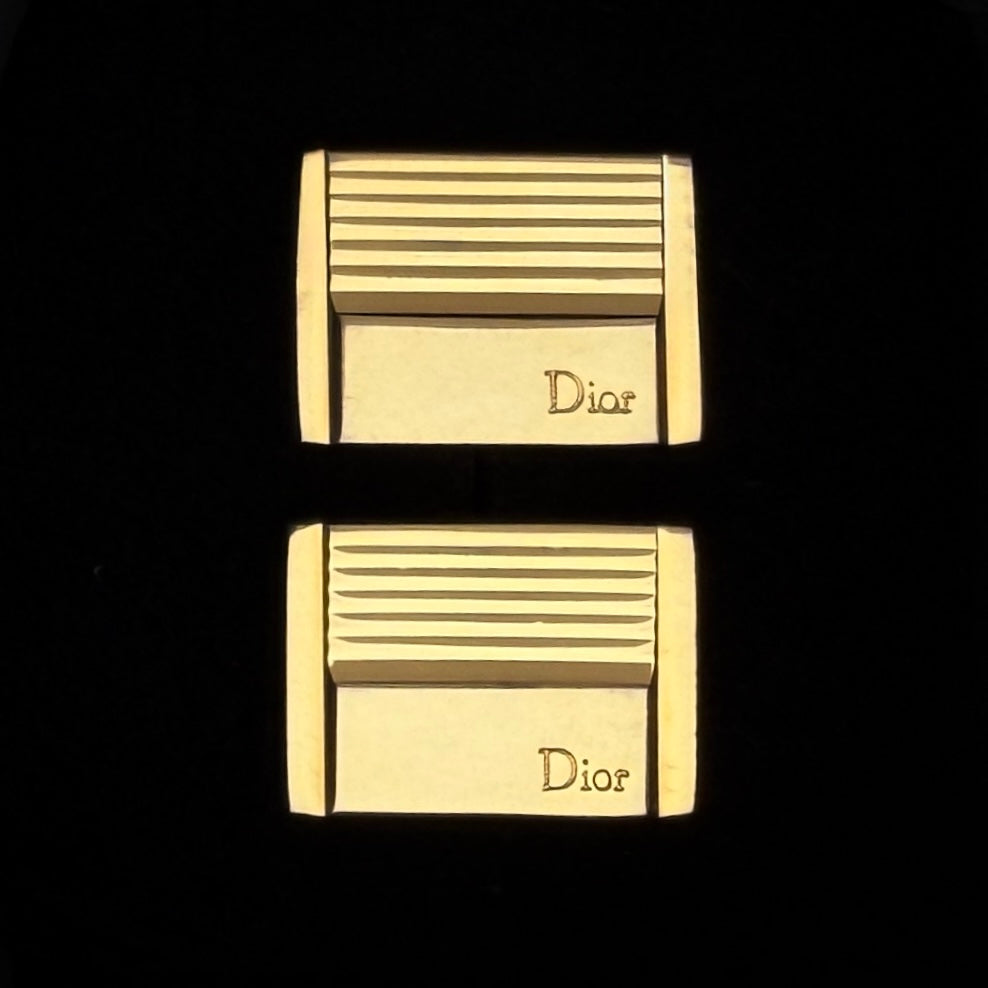 Lined Gold Logo Cufflinks