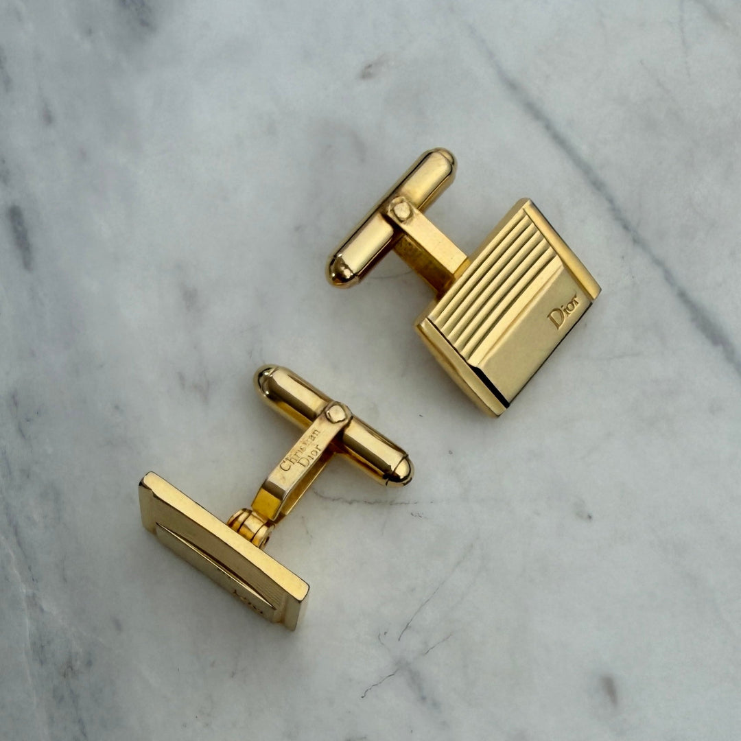 Lined Gold Logo Cufflinks