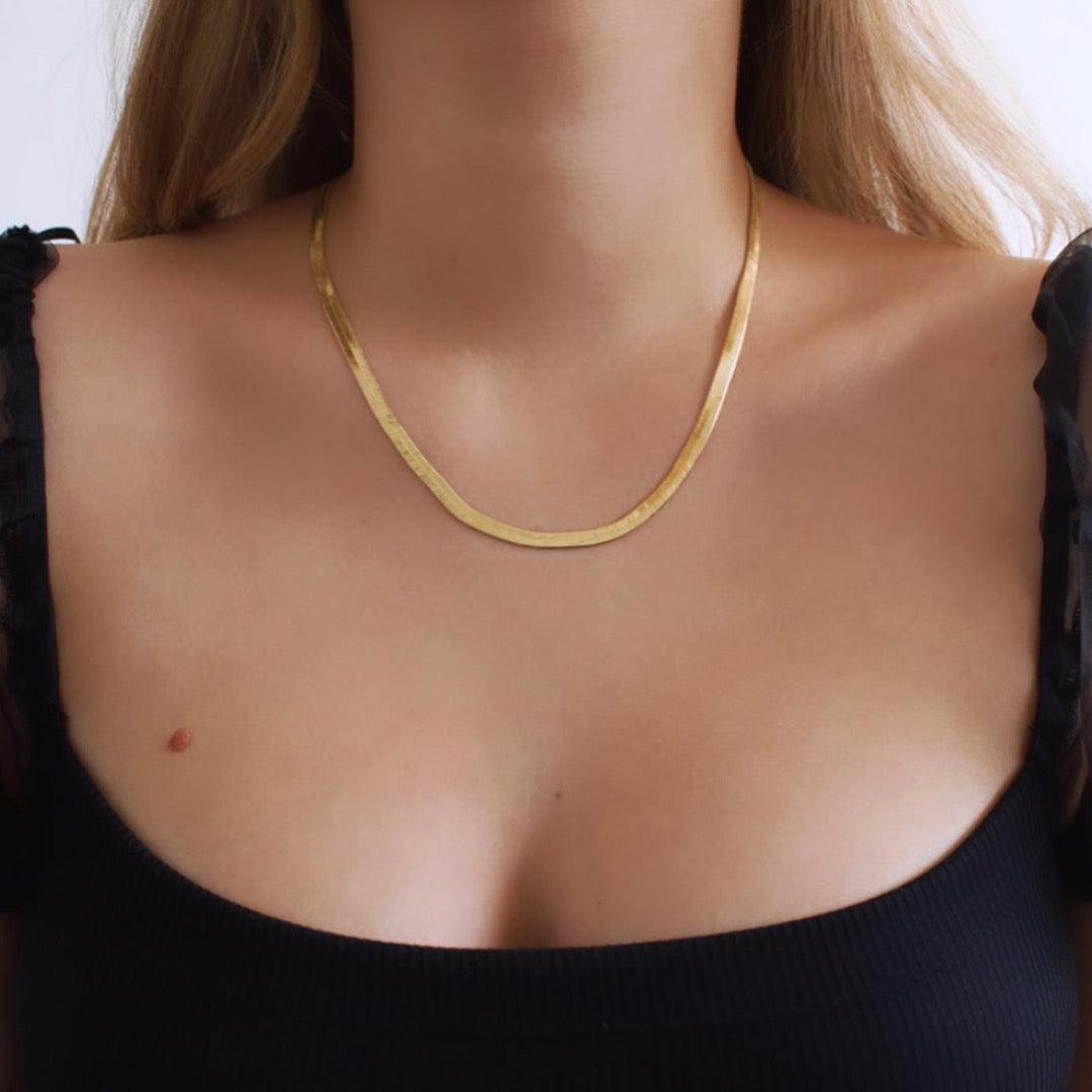 14K Solid Yellow Gold Herringbone Necklace, 2.70mm Thick, 16 18 20, Real  Gold, Women - Etsy
