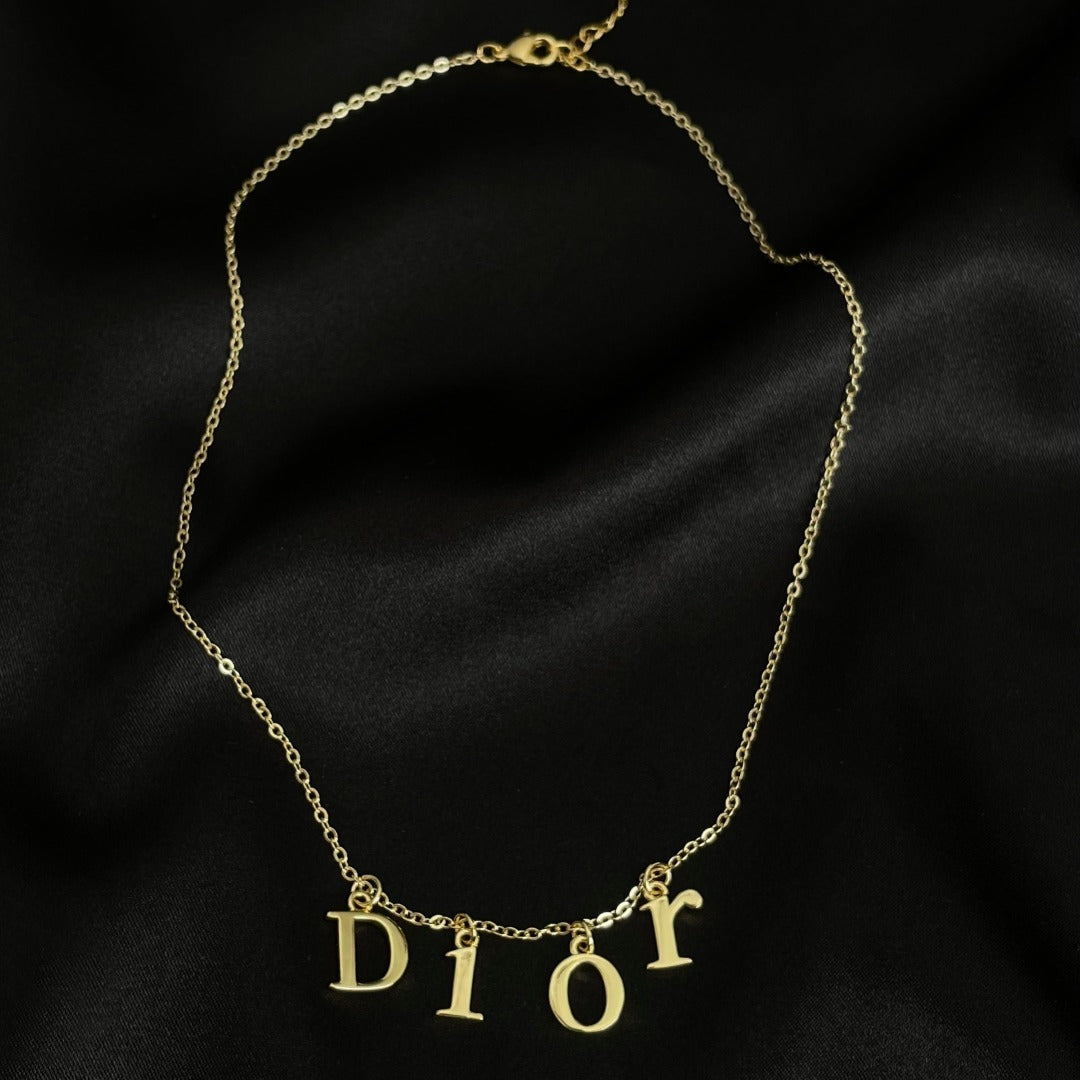 Gold Dior Letter Necklace