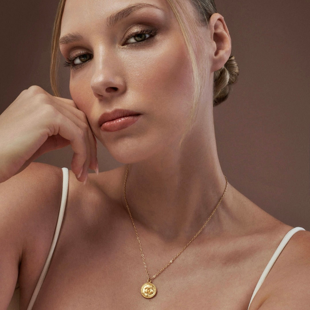 Round Gold Logo Necklace