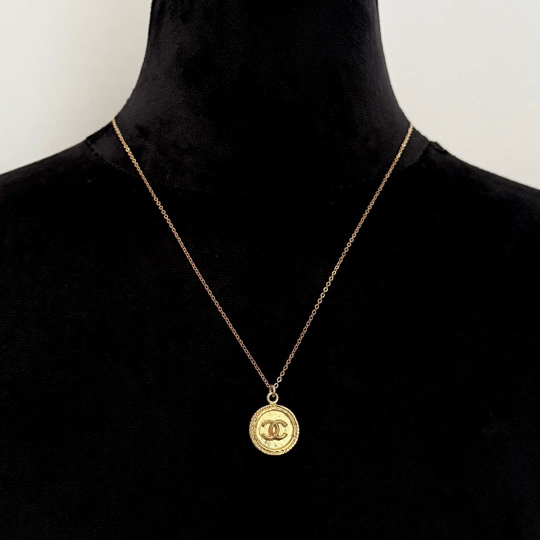 Round Gold Logo Necklace