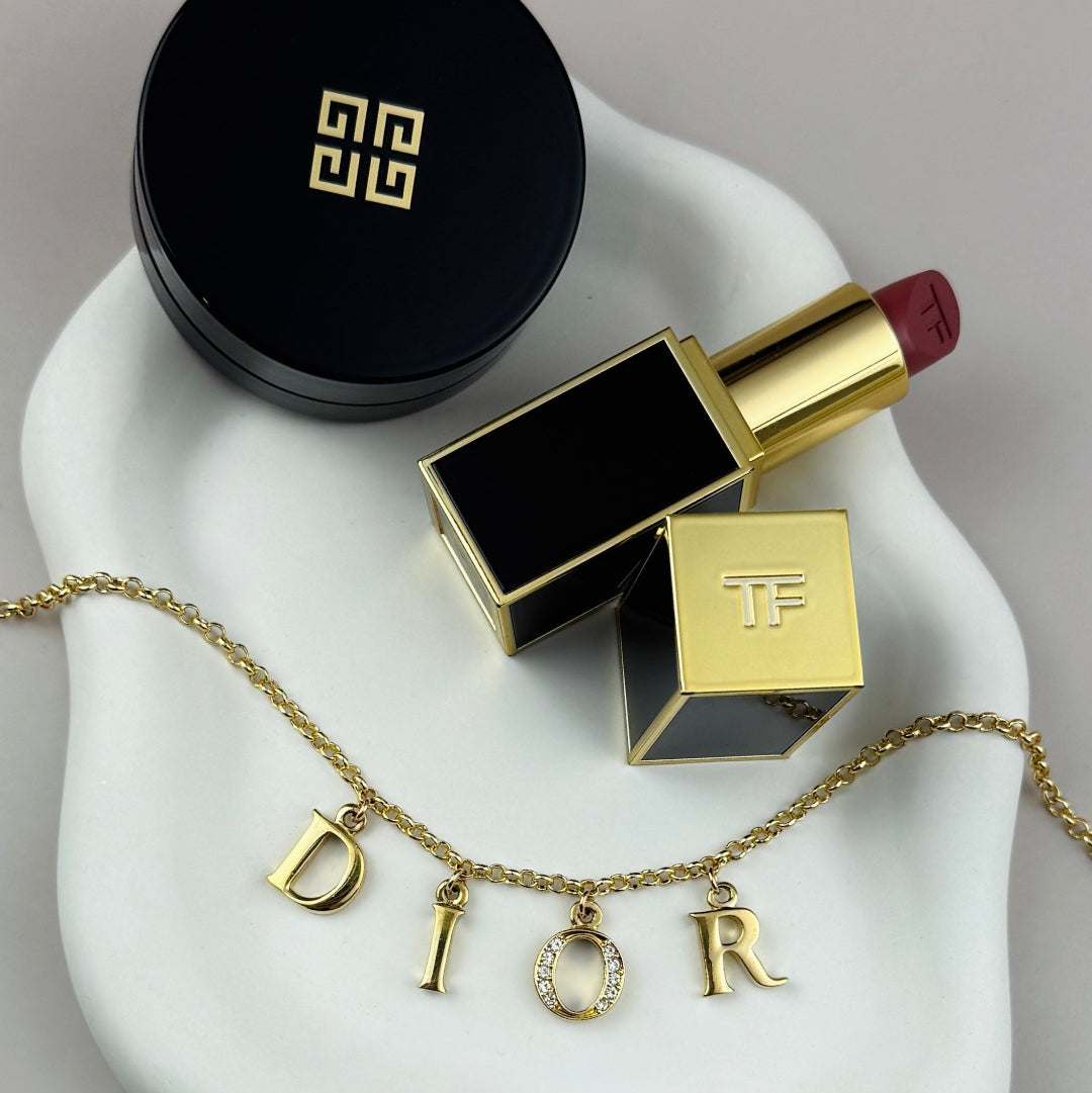 Medium Gold Rhinestone Letter Necklace