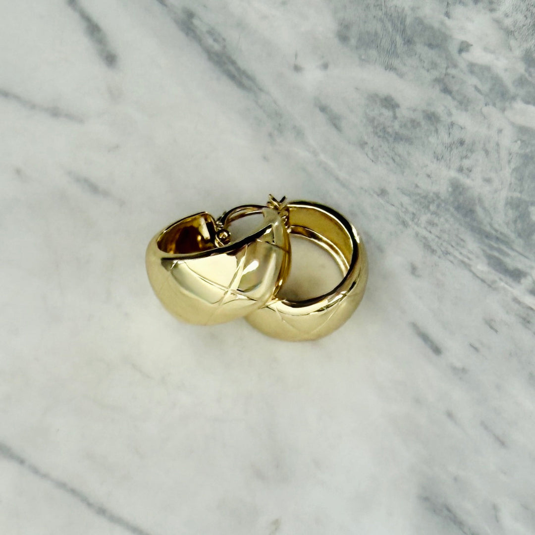 Wide Quilted Hoop Earrings