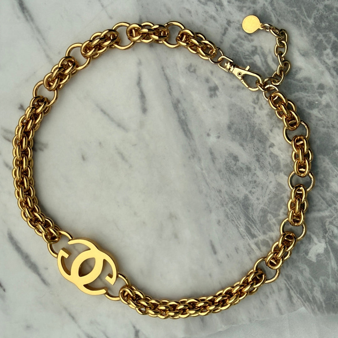 Statement Gold Logo Necklace