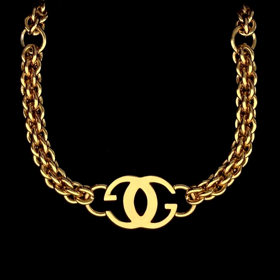 Statement Gold Logo Necklace