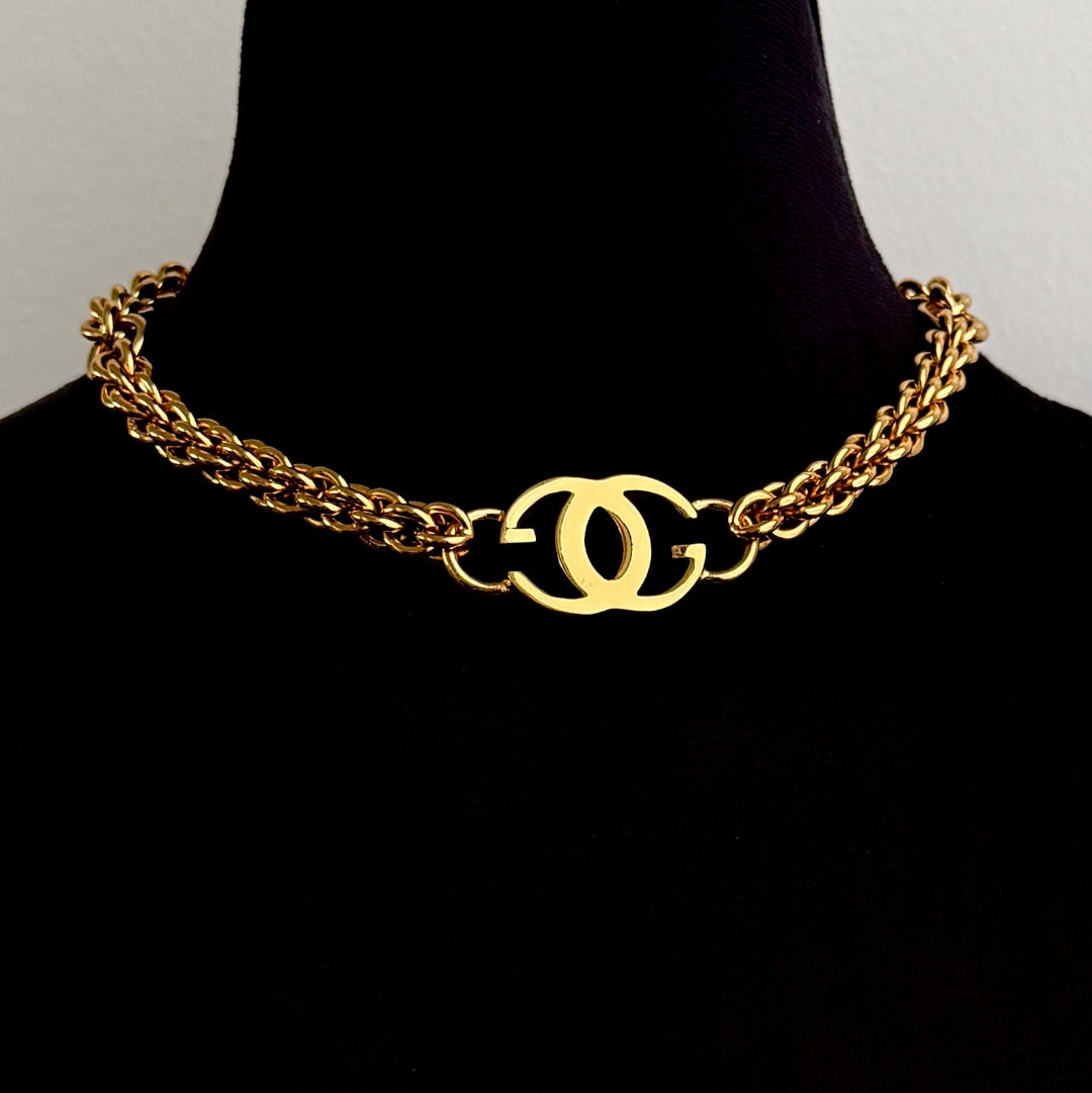 Statement Gold Logo Necklace