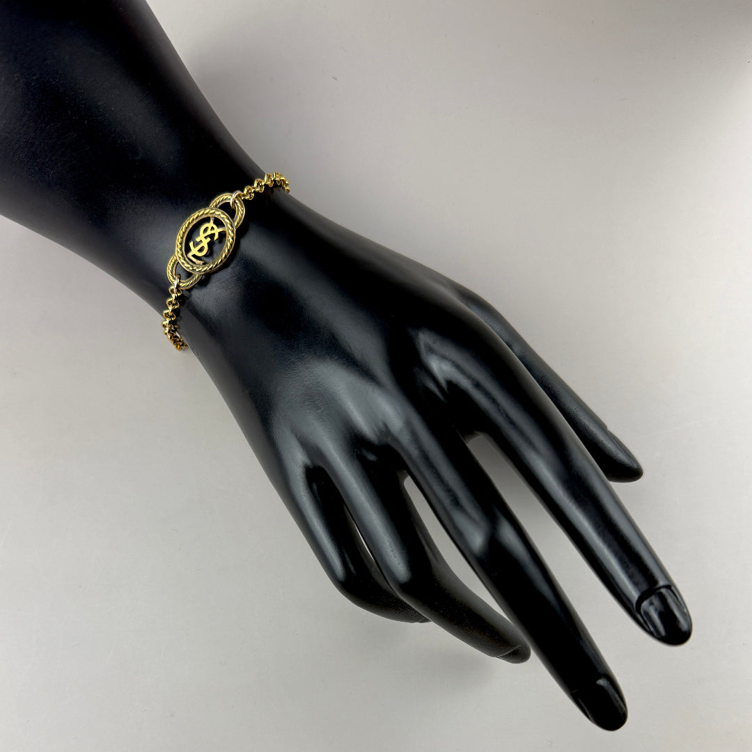 Gold Logo Bracelet with Antique Finish