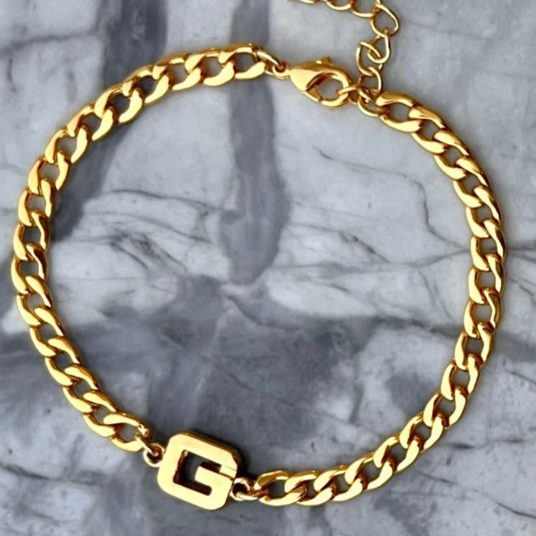 Gold Logo Cuban Bracelet