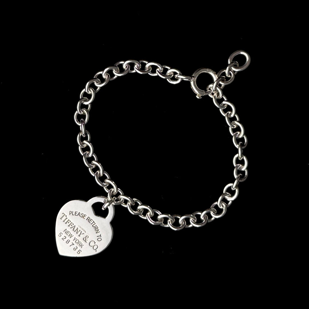 Large Silver Heart Bracelet