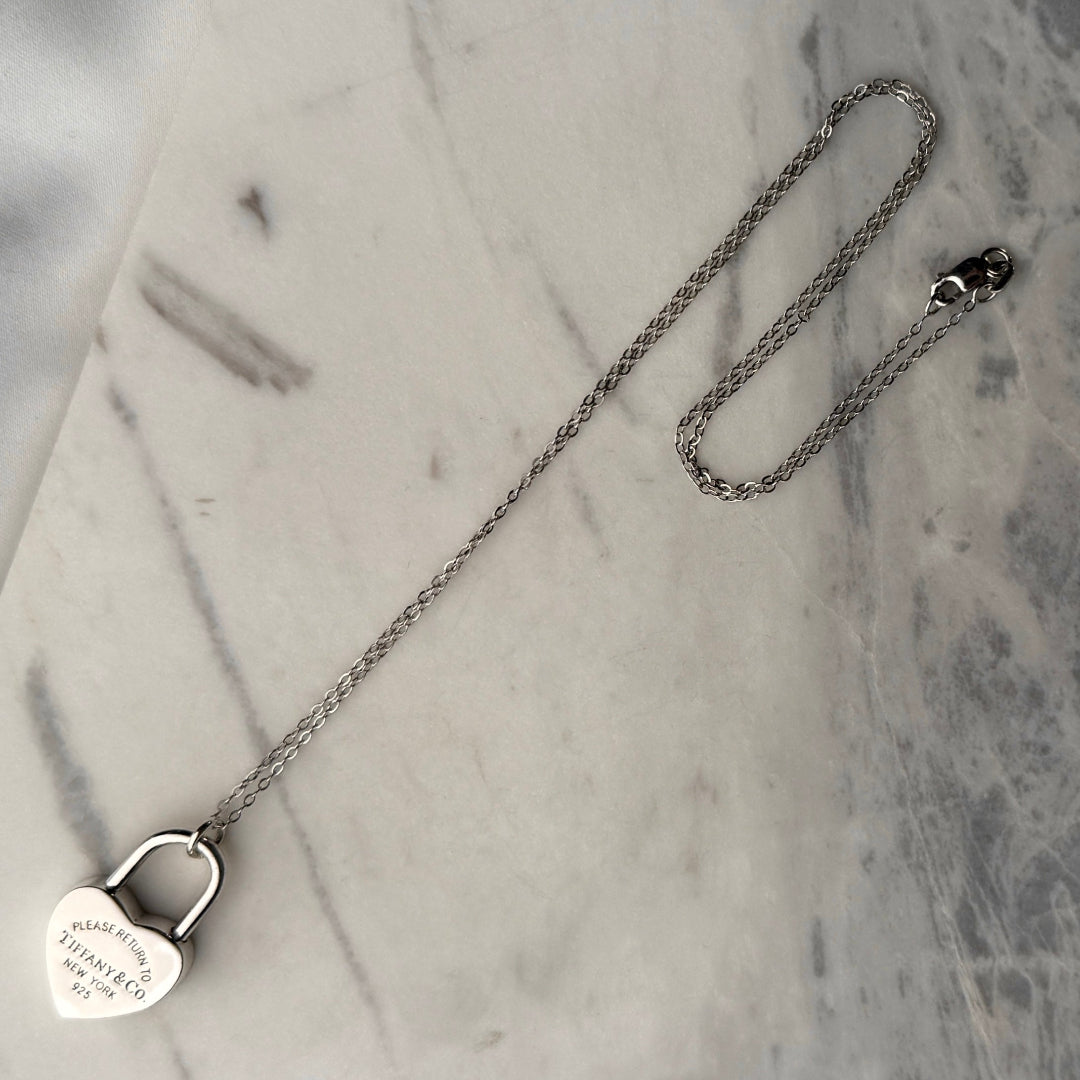 Silver Heart Lock Necklace