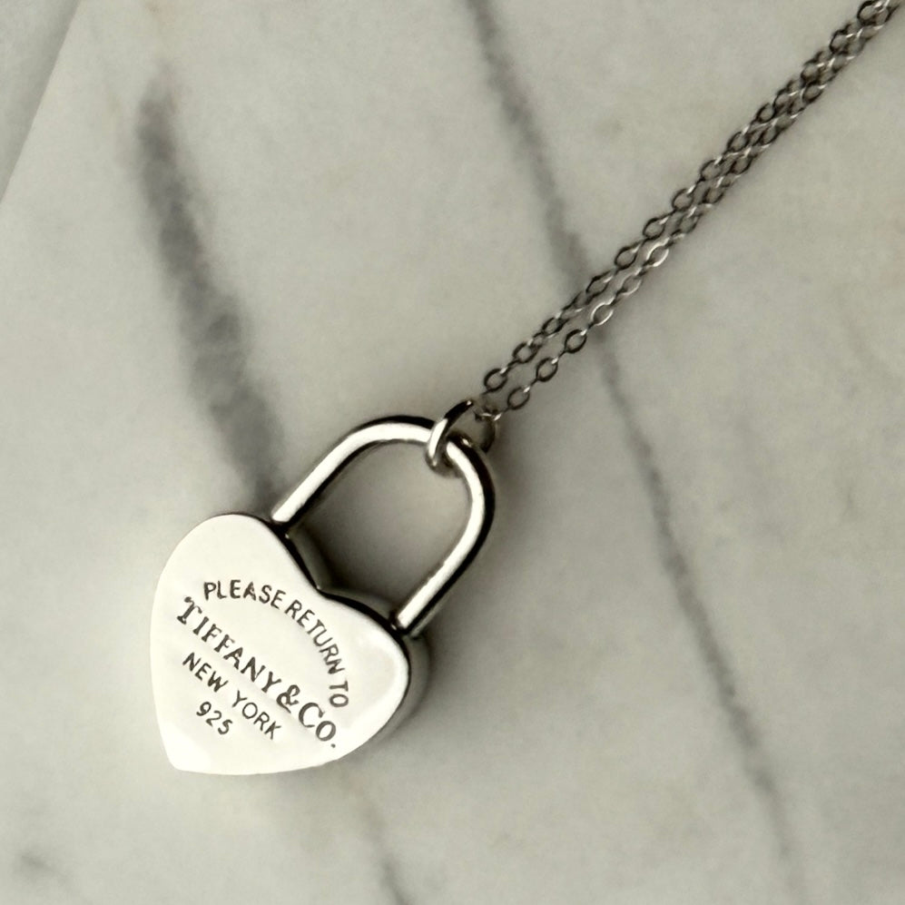 Silver Heart Lock Necklace