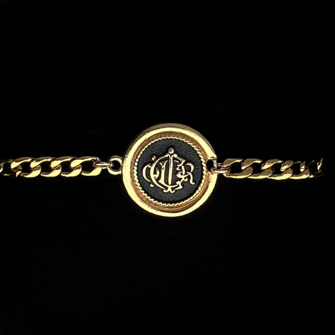 Black & Gold Medallion Cuban Bracelet
