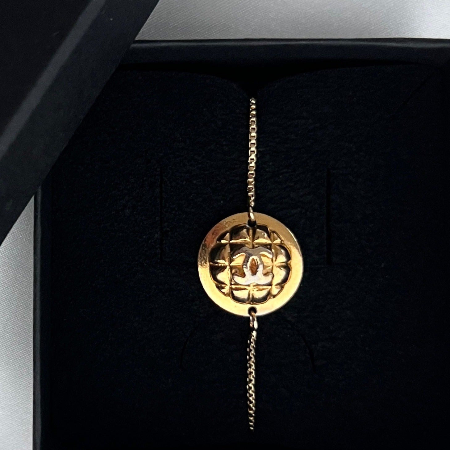 Gold Quilted Logo Bracelet