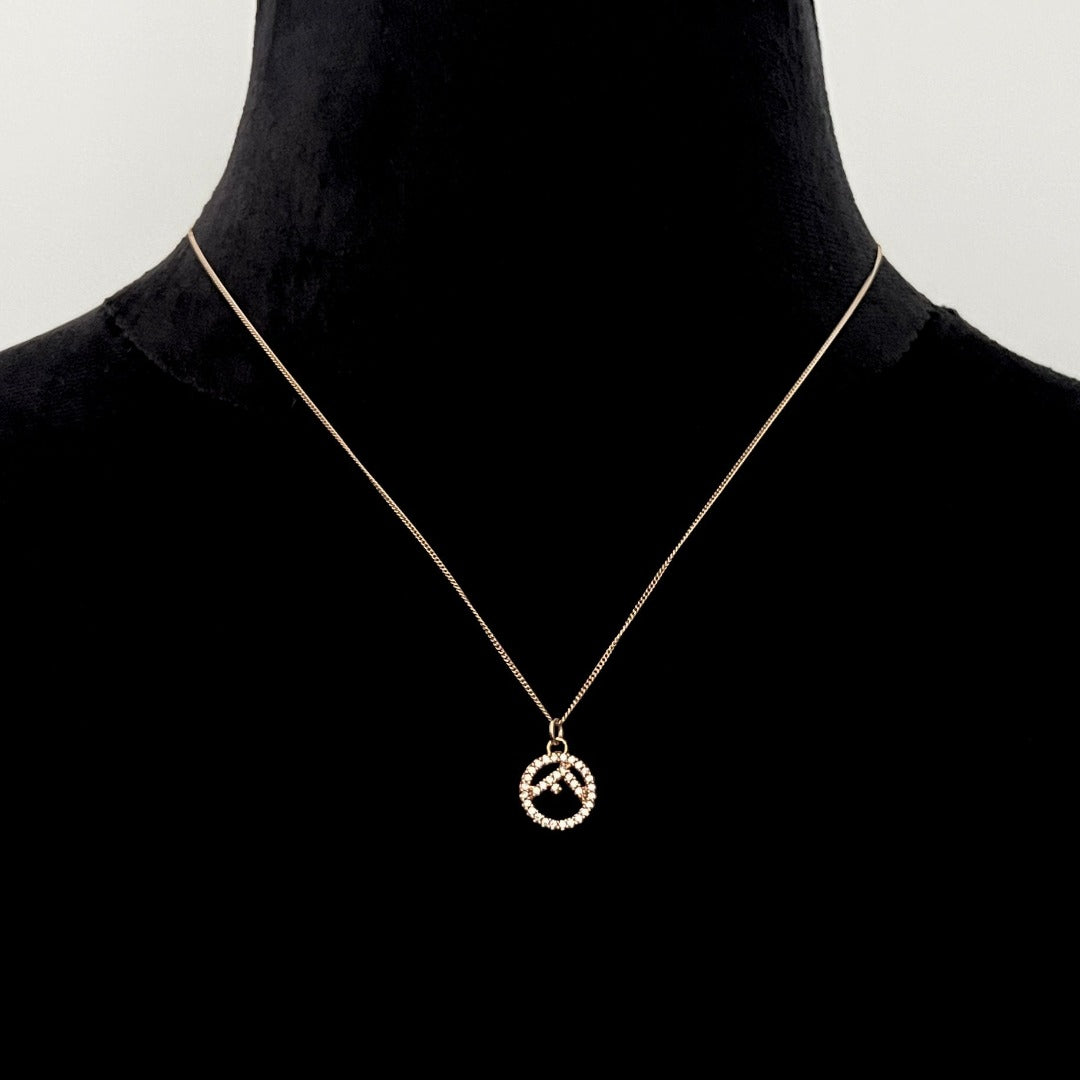 Mini Gold & Rhinestone Logo Necklace