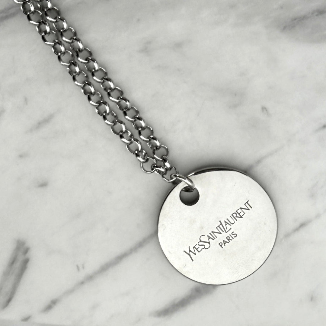 Statement Round Silver Medallion Necklace