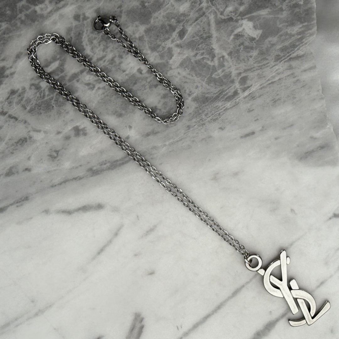 Statement Silver Logo Necklace