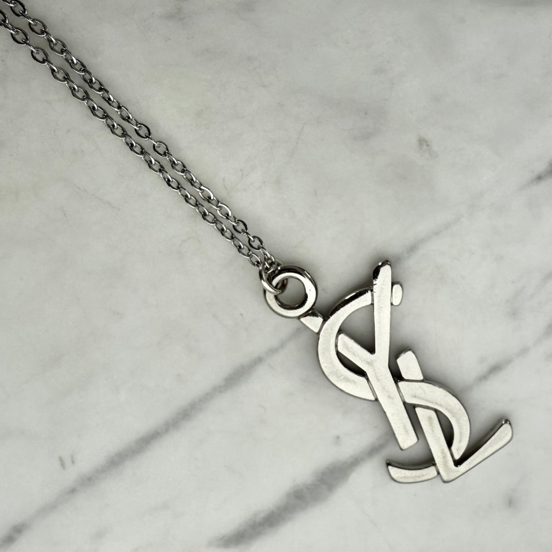 Statement Silver Logo Necklace