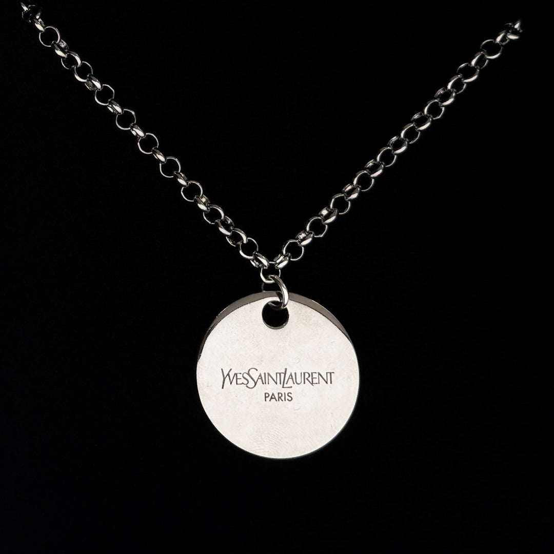 Statement Round Silver Medallion Necklace