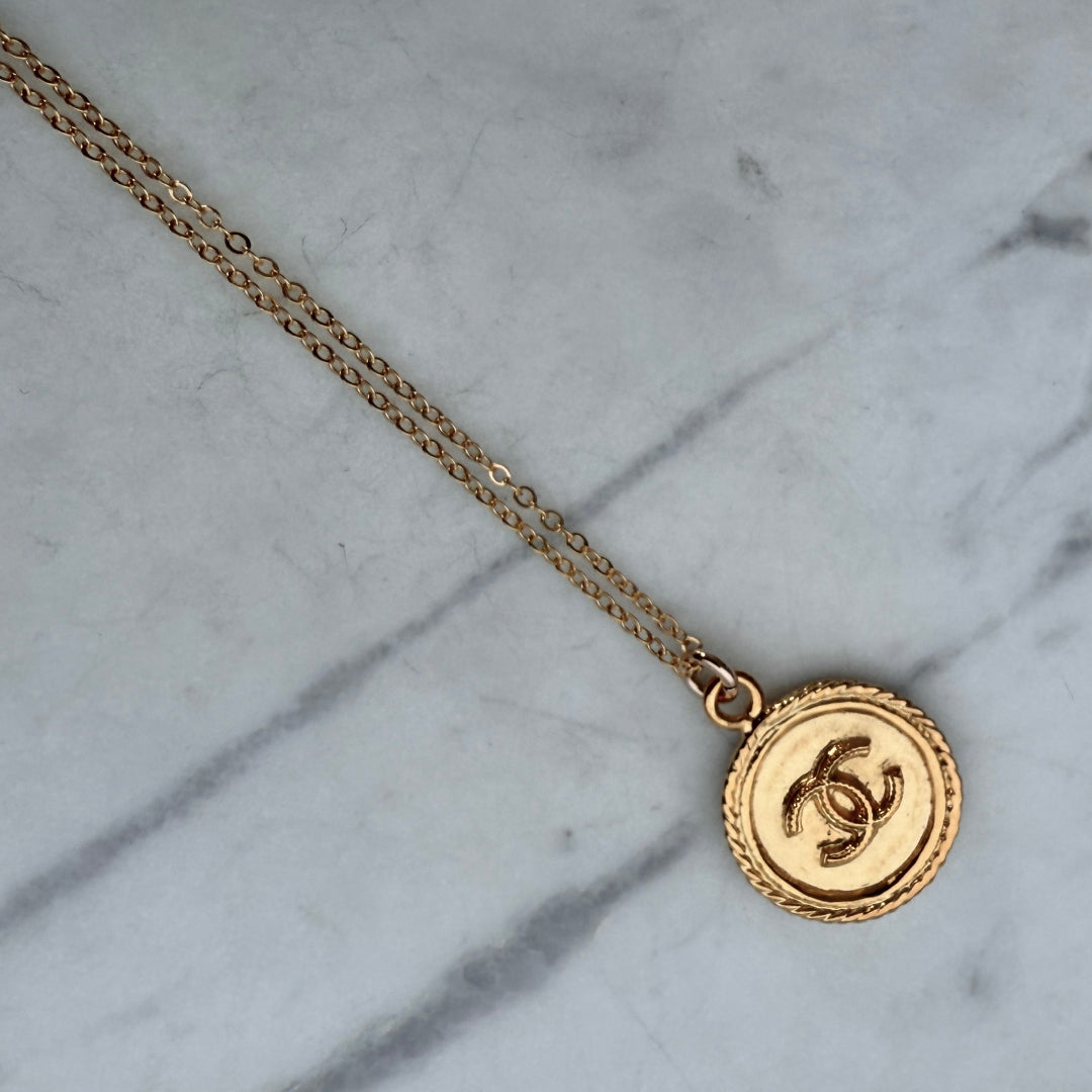 Round Gold Logo Necklace