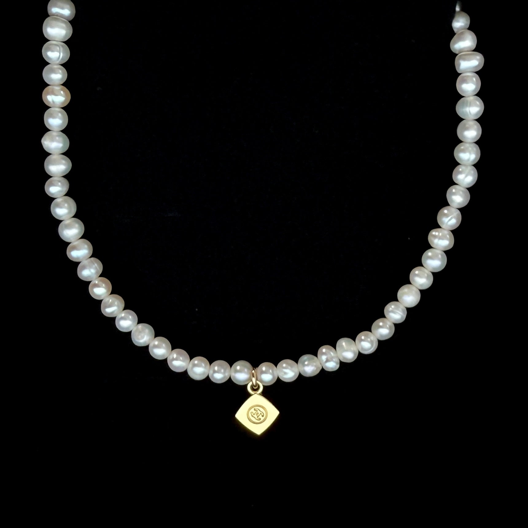 Mini Diamond Logo Pearl Choker