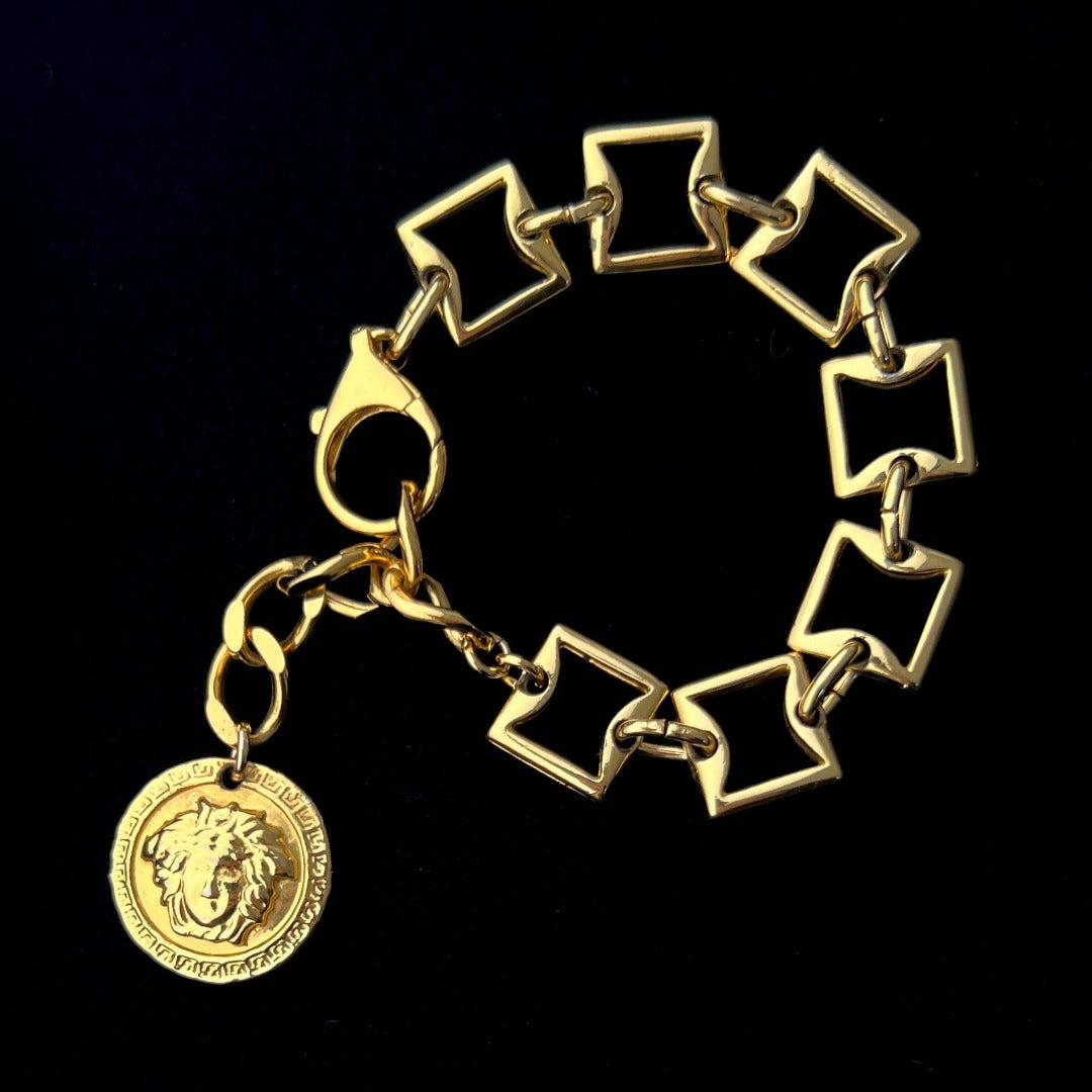 Gold Medusa Medallion Bracelet