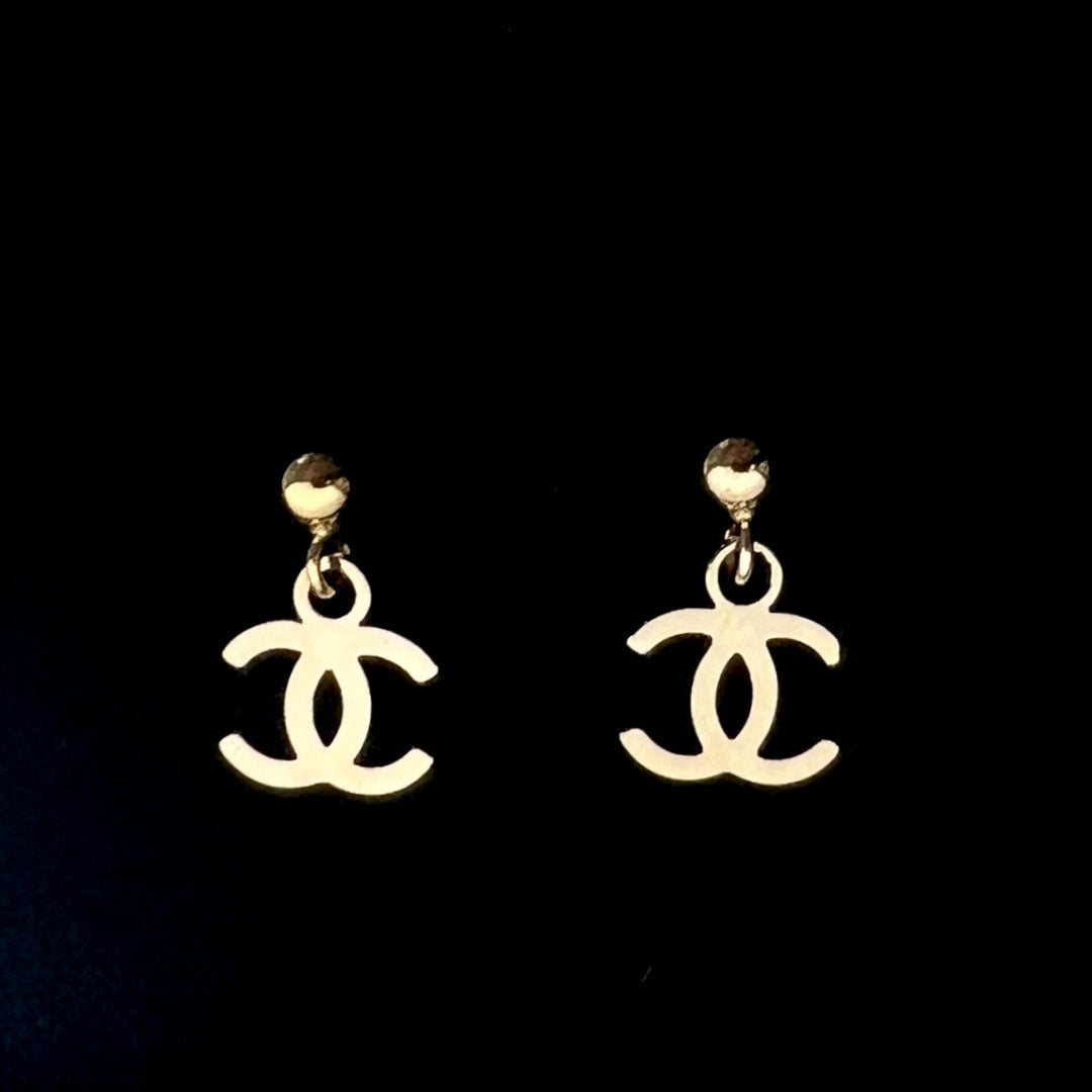 Mini Light Gold Logo Stud Earrings