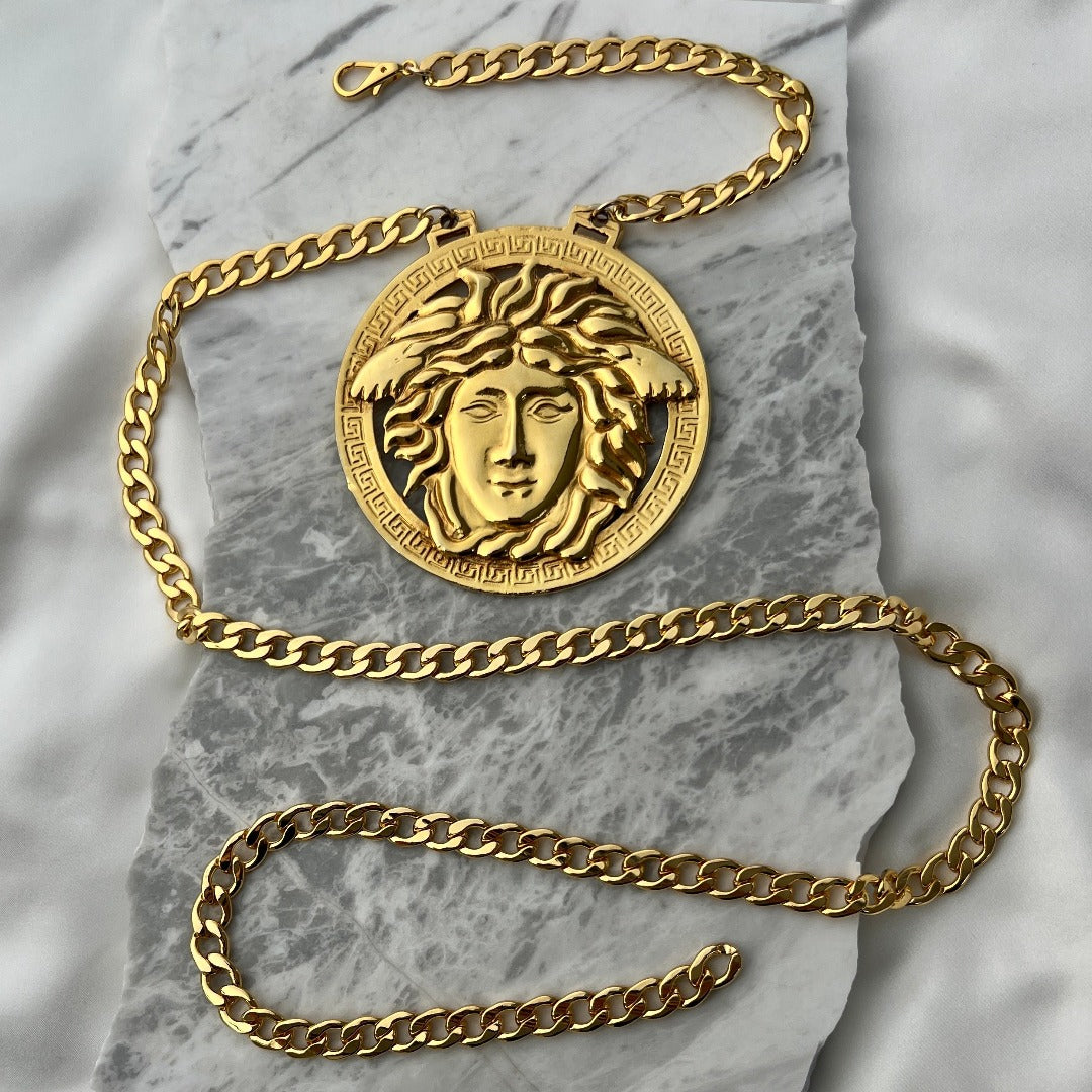 Statement Gold Medusa Medallion Belt / Necklace