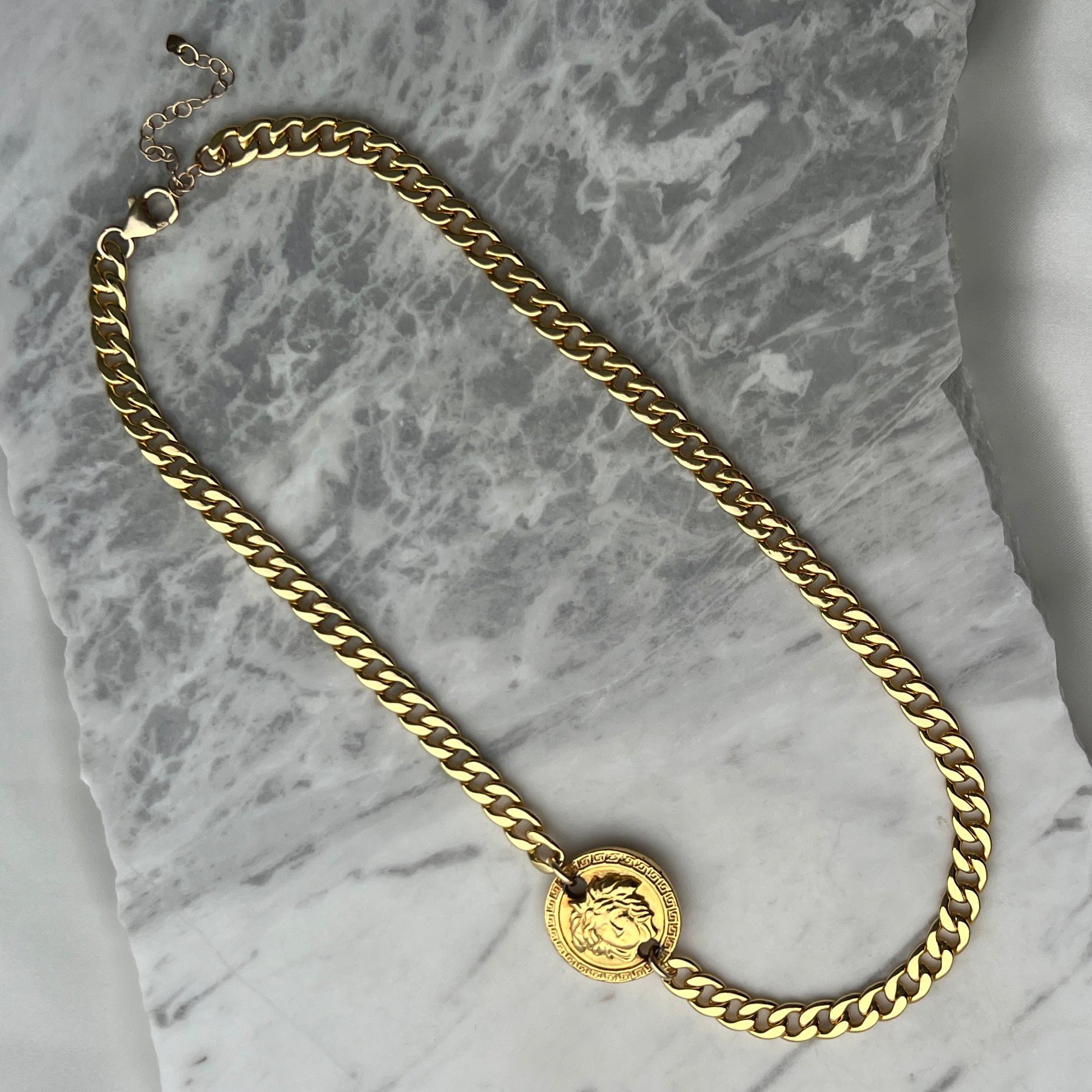 Asymmetrical Gold Logo Necklace