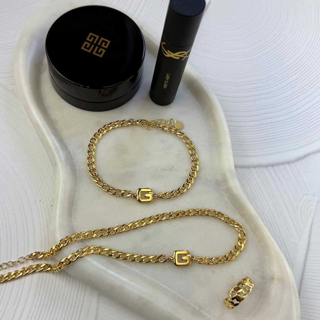 Gold Logo Cuban Bracelet