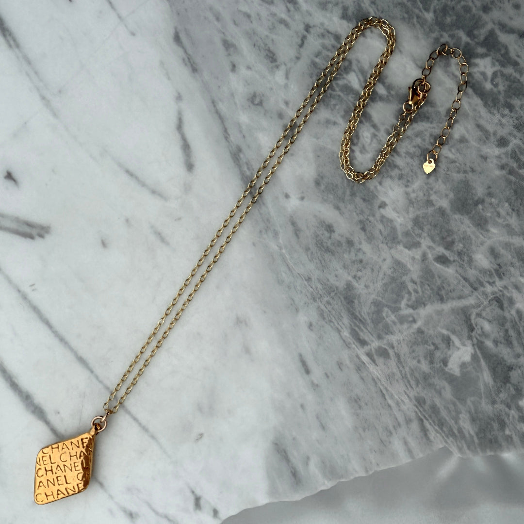 Gold Mademoiselle Printed Double Sided Necklace