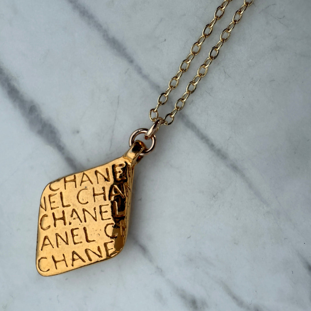Gold Mademoiselle Printed Double Sided Necklace