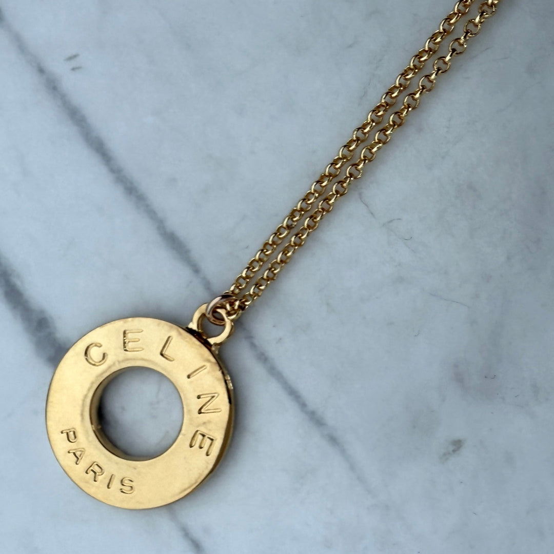 Large Gold Stamped Necklace