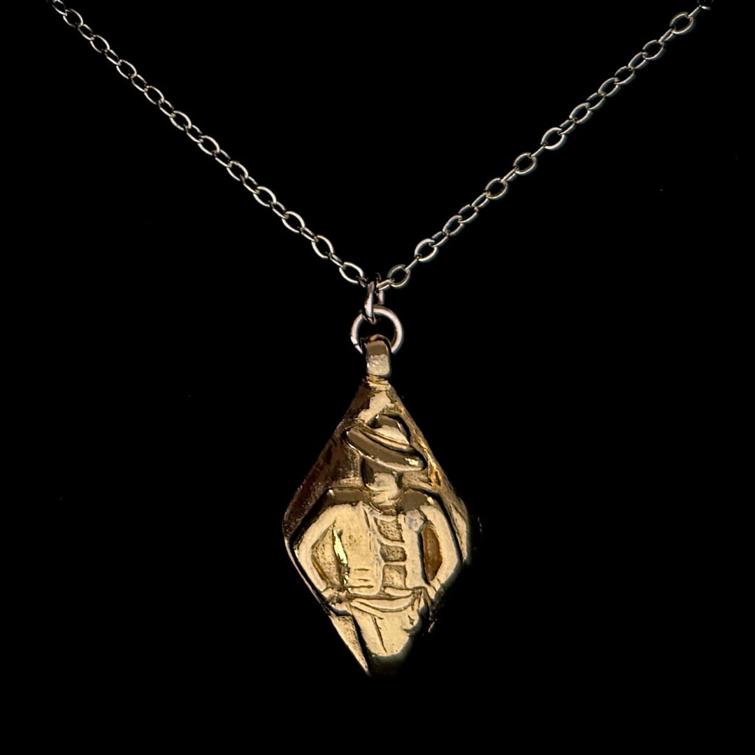 Gold Mademoiselle Printed Double Sided Necklace