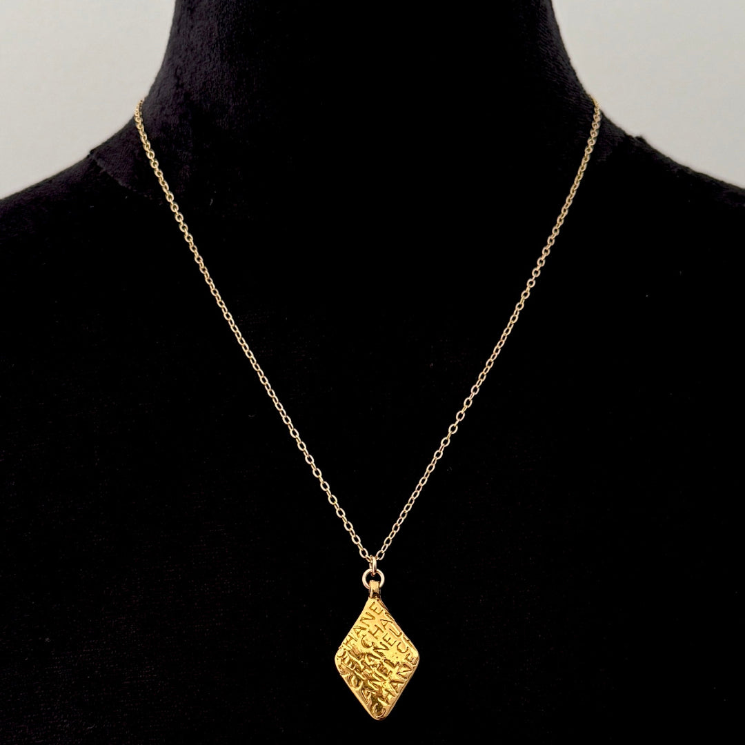 Gold Mademoiselle Printed Double Sided Necklace