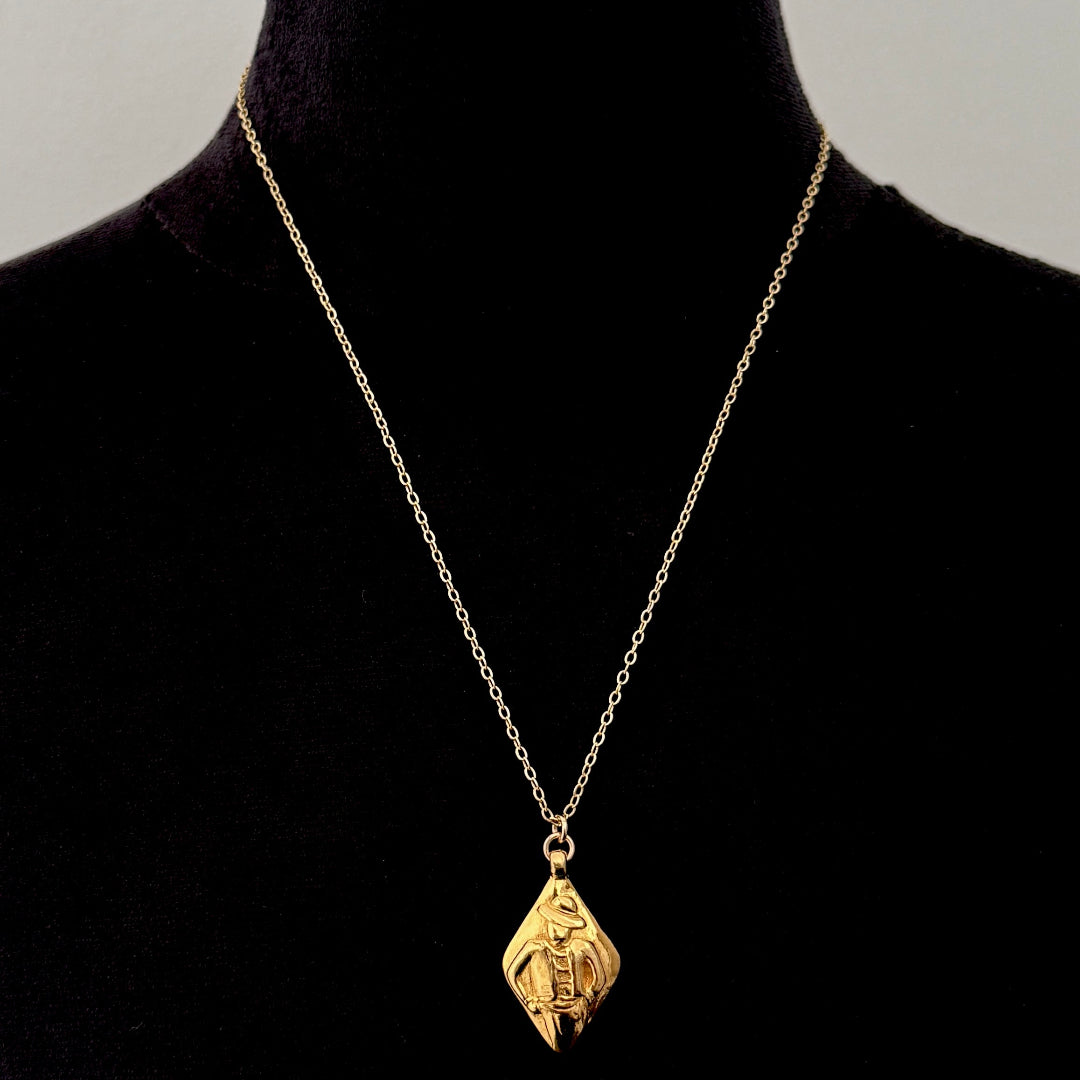 Gold Mademoiselle Printed Double Sided Necklace