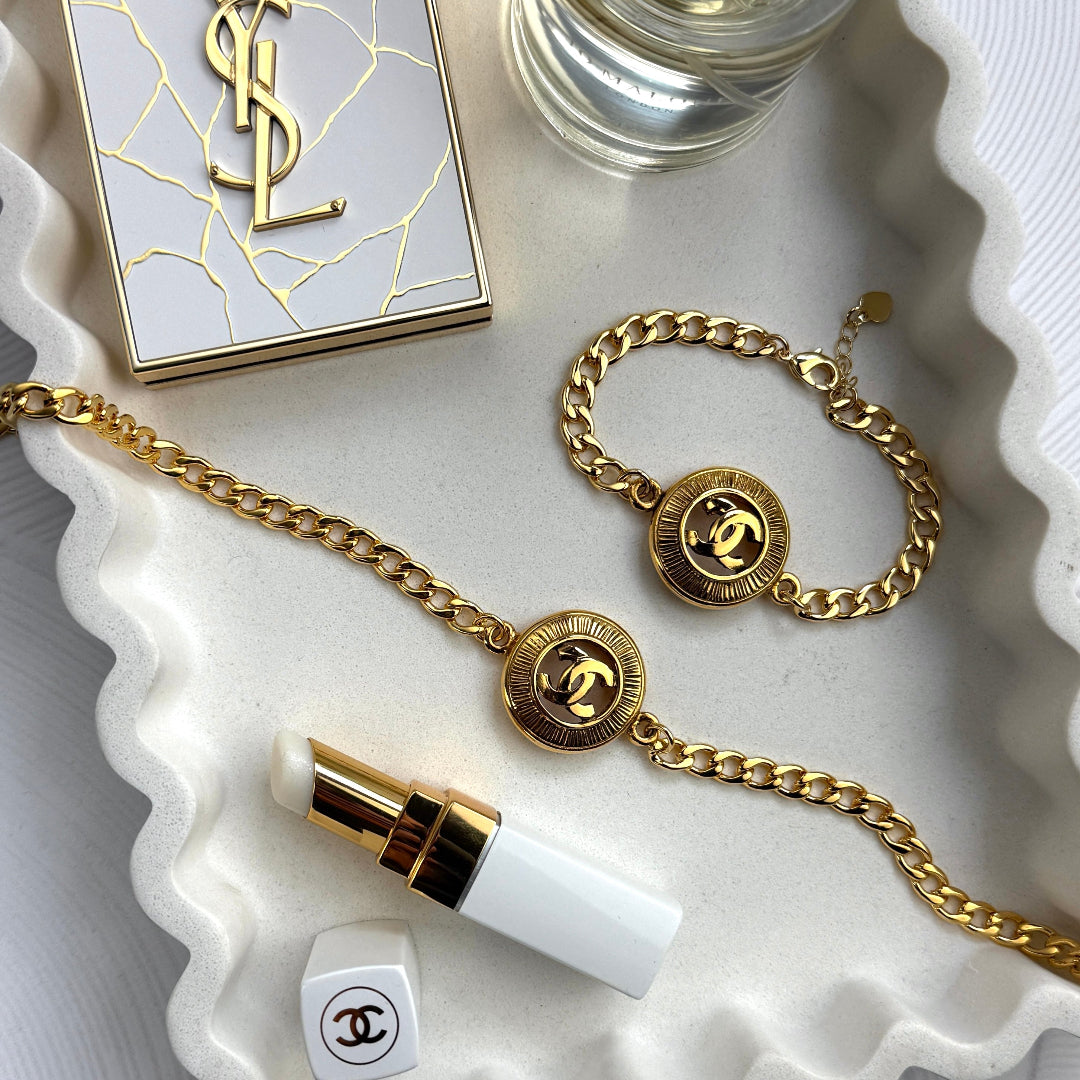 Gold Cut Out Logo Bracelet