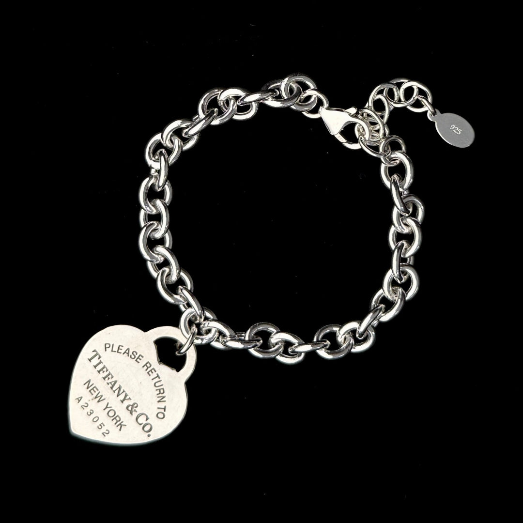 Large Silver Heart Bracelet
