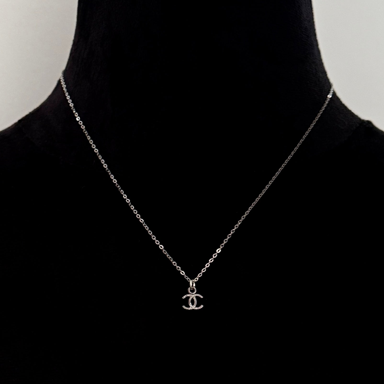 Mini Dark Silver Logo Necklace