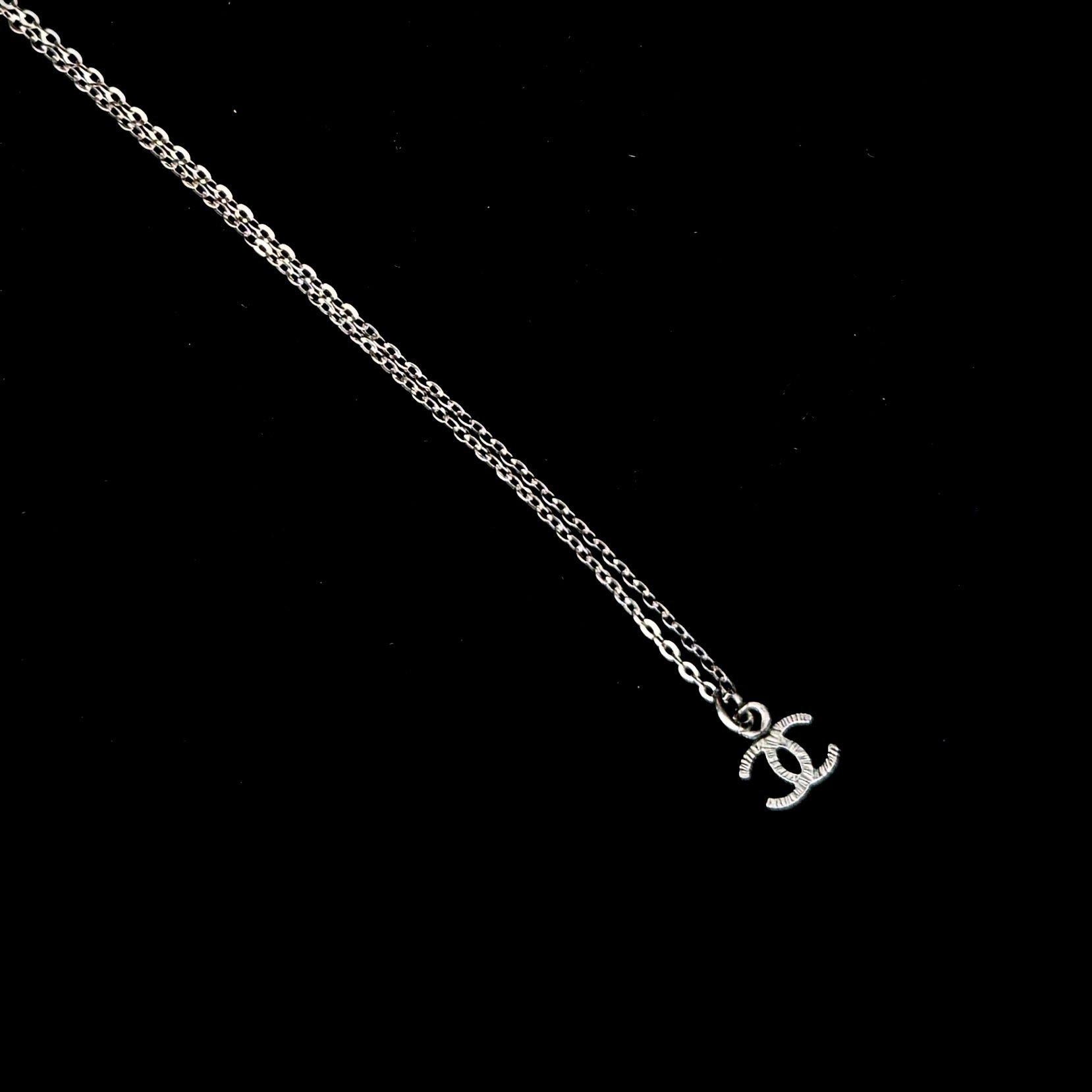 Mini Dark Silver Logo Necklace