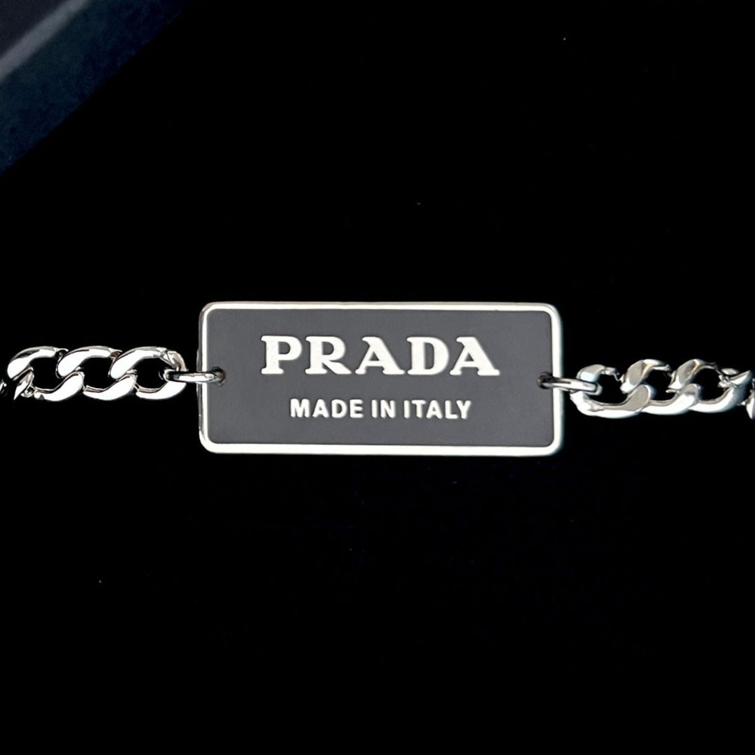 Black & Silver Rectangular Logo Bracelet