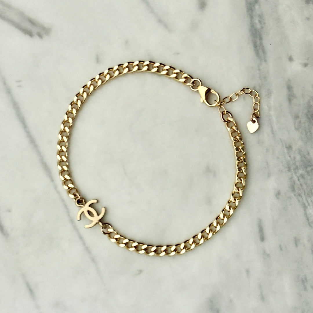 Small Light Gold Logo Bracelet