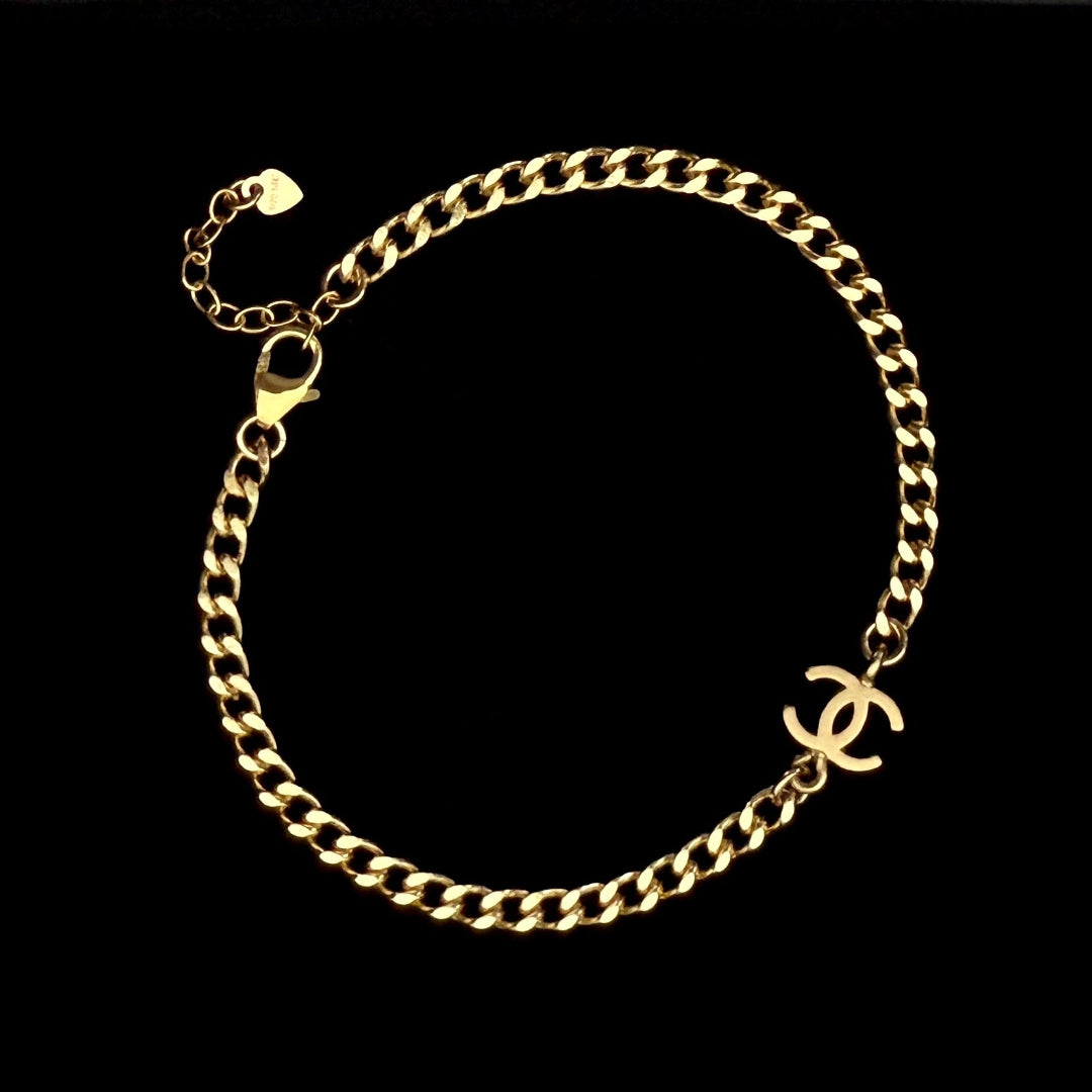 Small Light Gold Logo Bracelet
