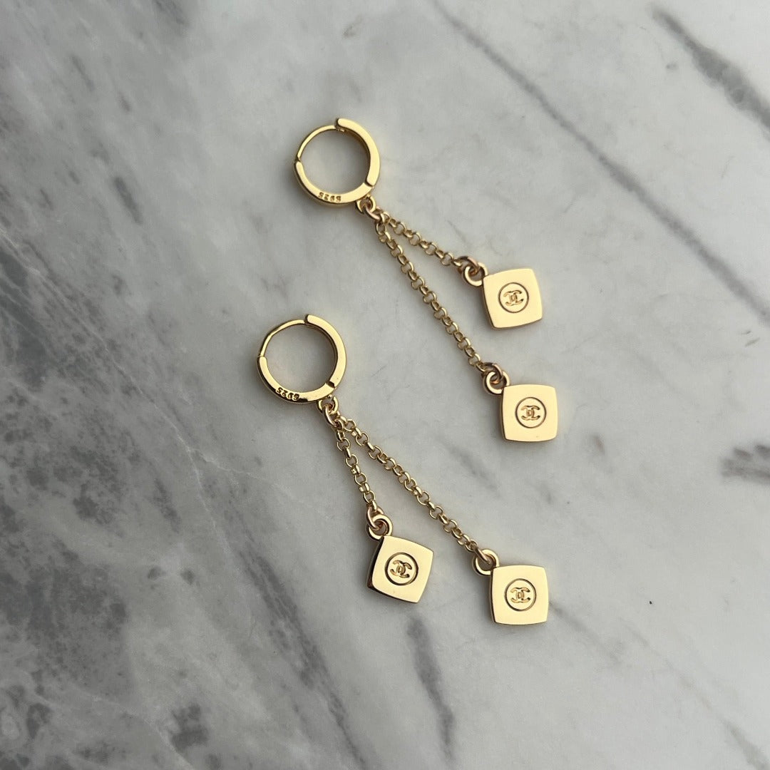 Mini Double Diamond Shaped Logo Earrings