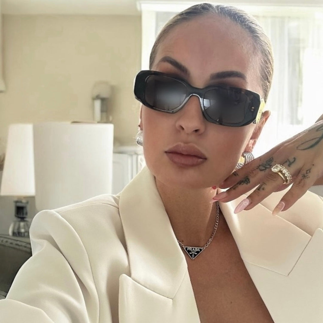 Small Black & Silver Triangular Logo Choker